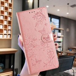For Samsung Galaxy S24+ 5G Butterflies and Flowers Leather Phone Case(Rose Gold)