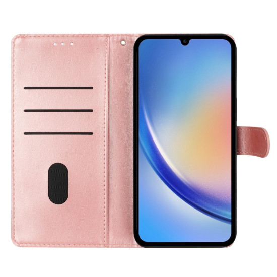 For Samsung Galaxy S24+ 5G Butterflies and Flowers Leather Phone Case(Rose Gold)