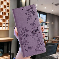 For Samsung Galaxy S24+ 5G Butterflies and Flowers Leather Phone Case(Purple)