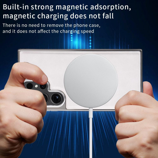 For Samsung Galaxy S24+ 5G Electroplated Side PU Hybrid TPU MagSafe Phone Case(White)