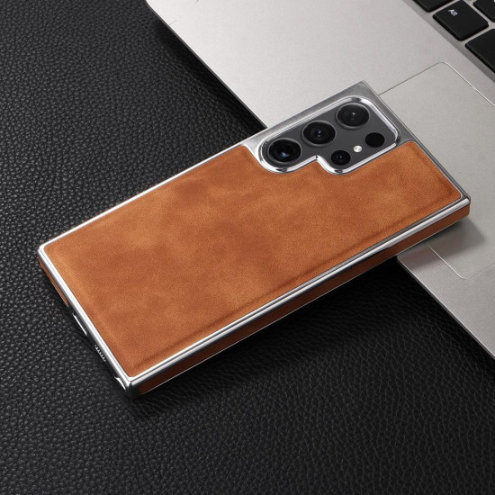 For Samsung Galaxy S24+ 5G Electroplated Side PU Hybrid TPU MagSafe Phone Case(Brown)