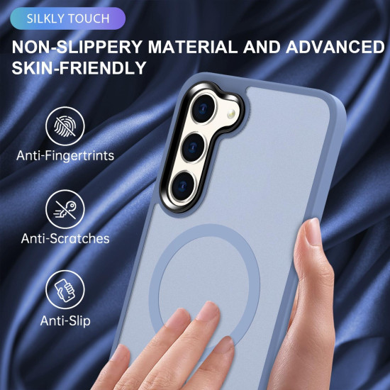 For Samsung Galaxy S24+ 5G MagSafe Magnetic Skin Feel Frosted Phone Case(Light Blue)