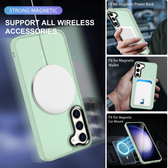 For Samsung Galaxy S24+ 5G MagSafe Magnetic Skin Feel Frosted Phone Case(Light Green)