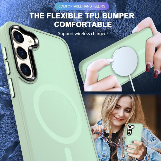 For Samsung Galaxy S24+ 5G MagSafe Magnetic Skin Feel Frosted Phone Case(Light Green)