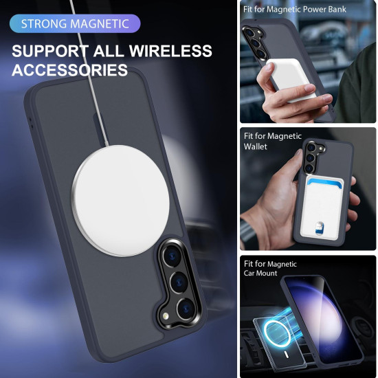 For Samsung Galaxy S24+ 5G MagSafe Magnetic Skin Feel Frosted Phone Case(Dark Blue)