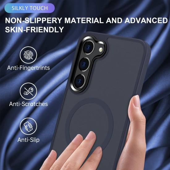 For Samsung Galaxy S24+ 5G MagSafe Magnetic Skin Feel Frosted Phone Case(Dark Blue)