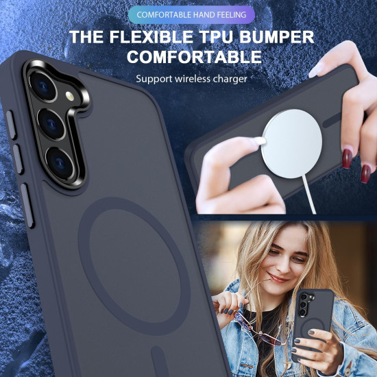 For Samsung Galaxy S24+ 5G MagSafe Magnetic Skin Feel Frosted Phone Case(Dark Blue)