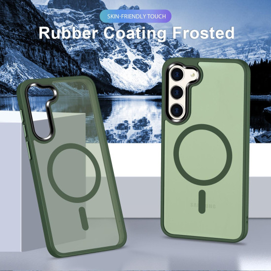 For Samsung Galaxy S24+ 5G MagSafe Magnetic Skin Feel Frosted Phone Case(Dark Green)