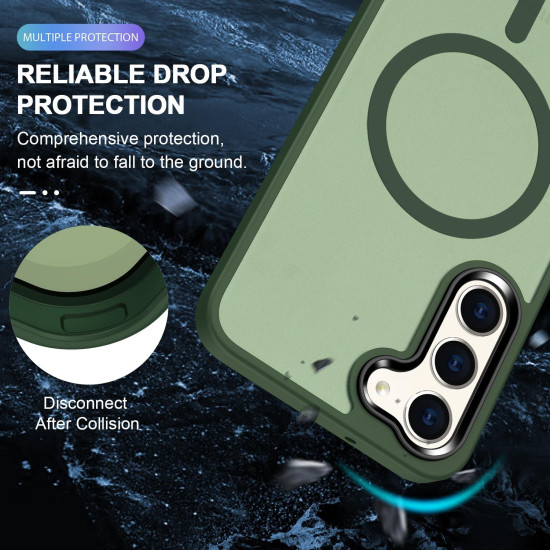 For Samsung Galaxy S24+ 5G MagSafe Magnetic Skin Feel Frosted Phone Case(Dark Green)