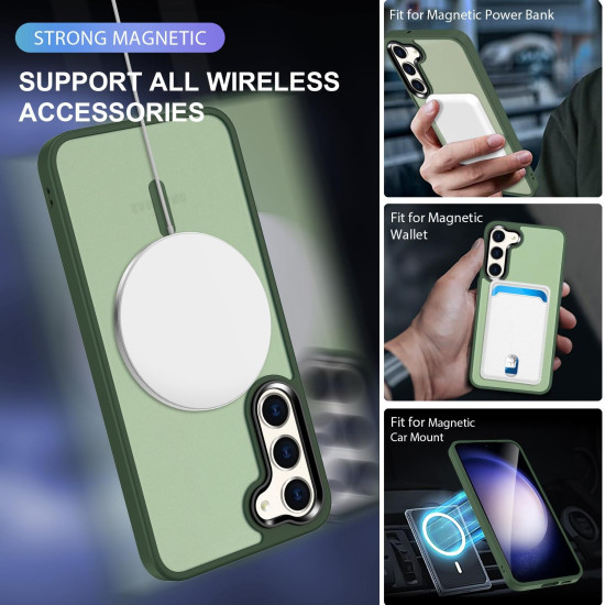 For Samsung Galaxy S24+ 5G MagSafe Magnetic Skin Feel Frosted Phone Case(Dark Green)