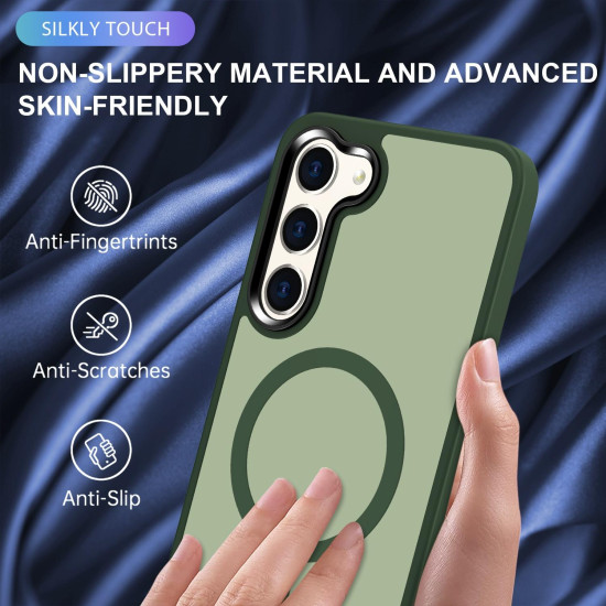 For Samsung Galaxy S24+ 5G MagSafe Magnetic Skin Feel Frosted Phone Case(Dark Green)