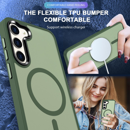 For Samsung Galaxy S24+ 5G MagSafe Magnetic Skin Feel Frosted Phone Case(Dark Green)