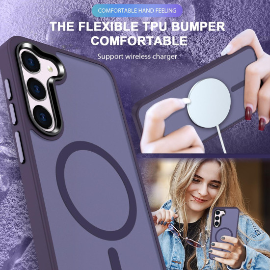 For Samsung Galaxy S24+ 5G MagSafe Magnetic Skin Feel Frosted Phone Case(Dark Purple)