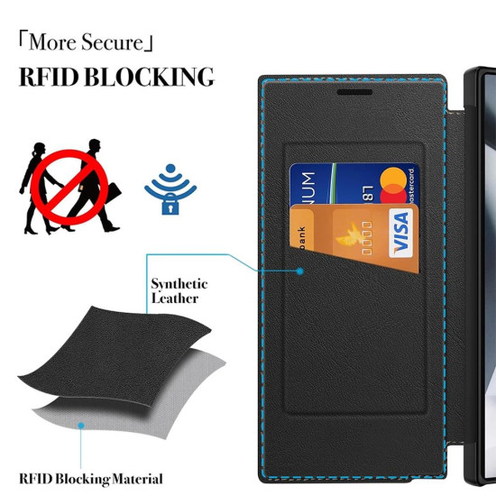 For Samsung Galaxy S24+ 5G Magnetic Armor Series RFID Card Slots Leather Phone Case(Green)