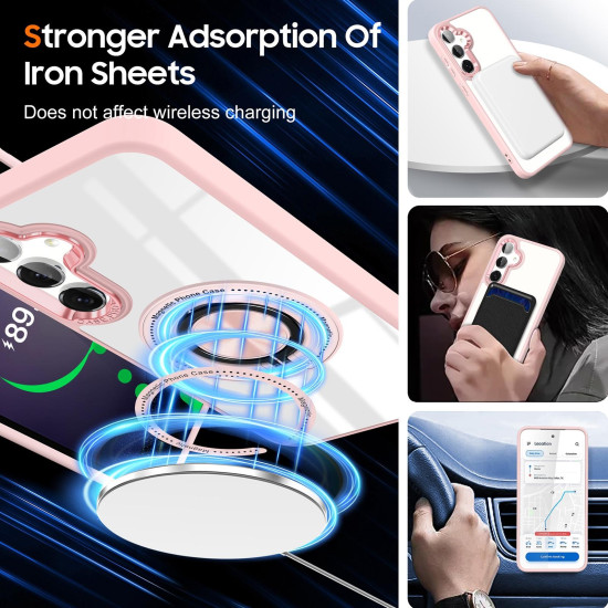 For Samsung Galaxy S24+ 5G Magnetic Rotating Ring Holder Phone Case(Pink)
