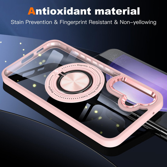 For Samsung Galaxy S24+ 5G Magnetic Rotating Ring Holder Phone Case(Pink)