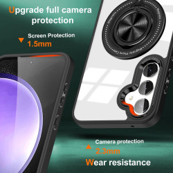 For Samsung Galaxy S24+ 5G Magnetic Rotating Ring Holder Phone Case(Black)