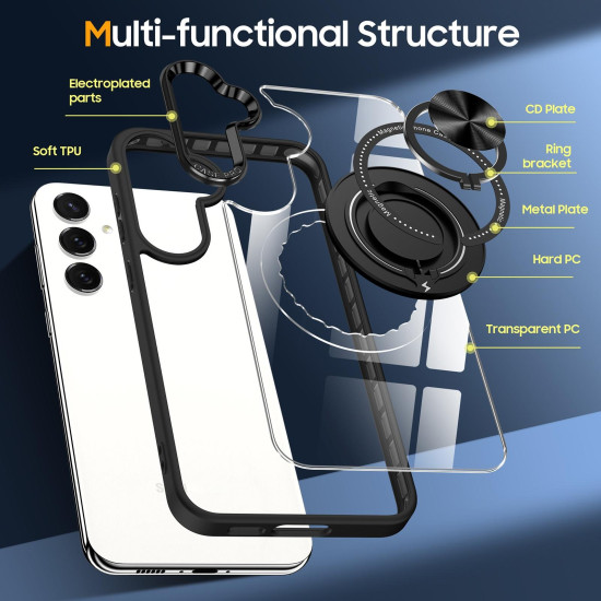 For Samsung Galaxy S24+ 5G Magnetic Rotating Ring Holder Phone Case(Black)