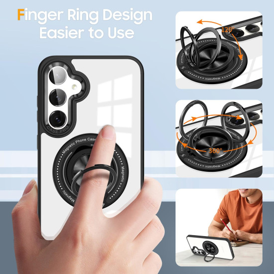 For Samsung Galaxy S24+ 5G Magnetic Rotating Ring Holder Phone Case(Black)