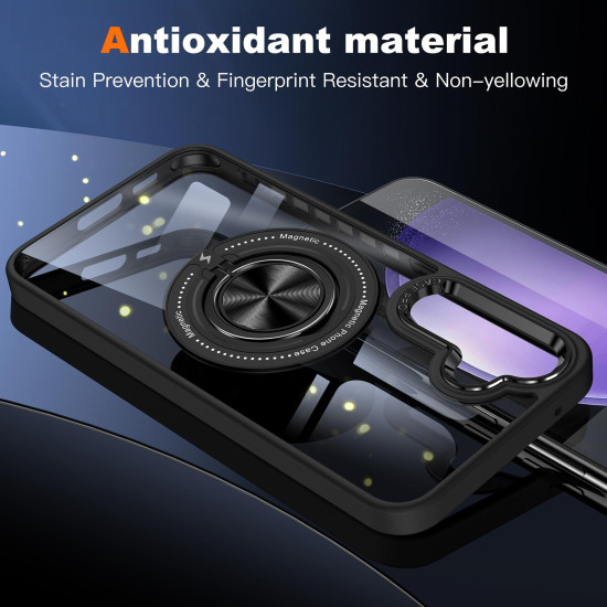 For Samsung Galaxy S24+ 5G Magnetic Rotating Ring Holder Phone Case(Black)