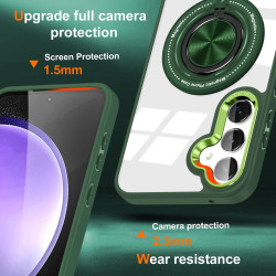 For Samsung Galaxy S24+ 5G Magnetic Rotating Ring Holder Phone Case(Dark Green)