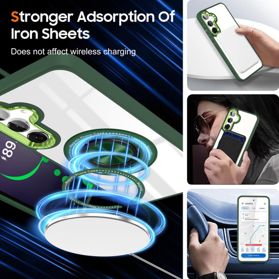 For Samsung Galaxy S24+ 5G Magnetic Rotating Ring Holder Phone Case(Dark Green)