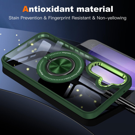 For Samsung Galaxy S24+ 5G Magnetic Rotating Ring Holder Phone Case(Dark Green)