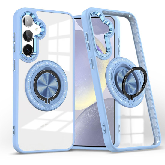 For Samsung Galaxy S24+ 5G Magnetic Rotating Ring Holder Phone Case(Light Blue)