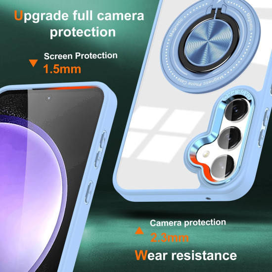 For Samsung Galaxy S24+ 5G Magnetic Rotating Ring Holder Phone Case(Light Blue)