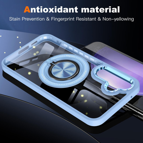 For Samsung Galaxy S24+ 5G Magnetic Rotating Ring Holder Phone Case(Light Blue)