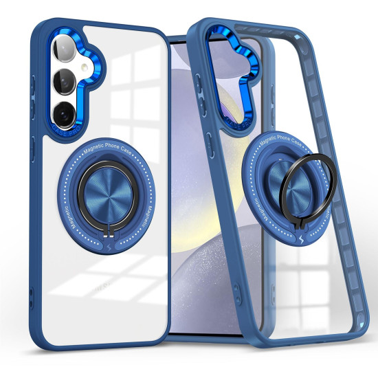 For Samsung Galaxy S24+ 5G Magnetic Rotating Ring Holder Phone Case(Dark Blue)
