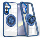 For Samsung Galaxy S24+ 5G Magnetic Rotating Ring Holder Phone Case(Dark Blue)