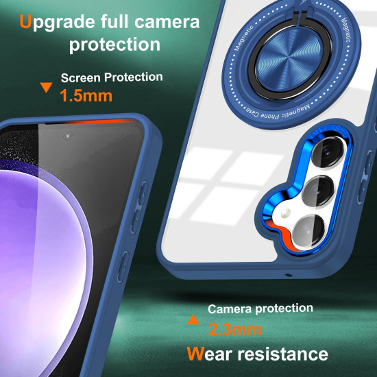 For Samsung Galaxy S24+ 5G Magnetic Rotating Ring Holder Phone Case(Dark Blue)