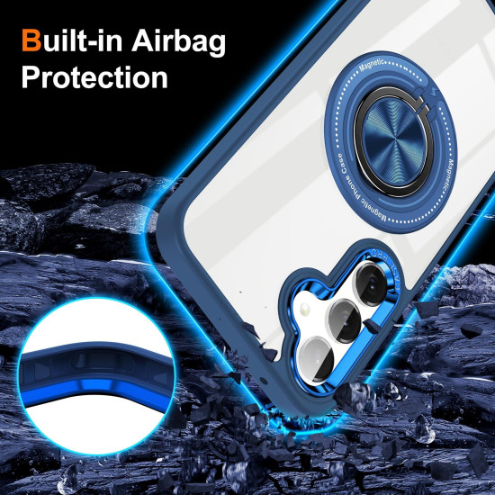 For Samsung Galaxy S24+ 5G Magnetic Rotating Ring Holder Phone Case(Dark Blue)