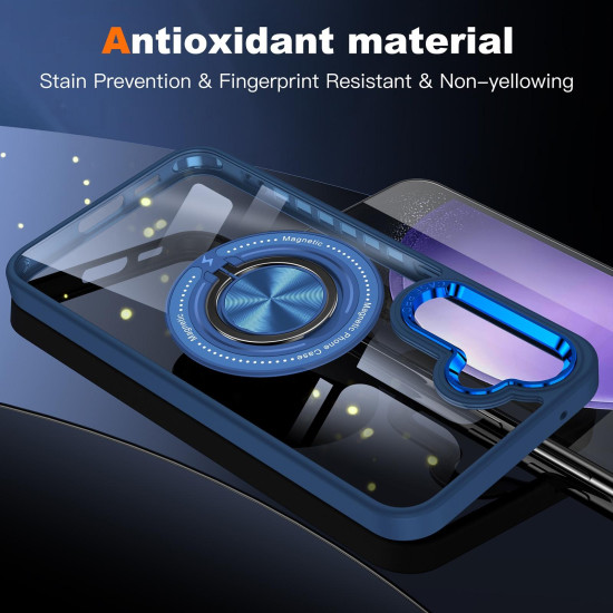 For Samsung Galaxy S24+ 5G Magnetic Rotating Ring Holder Phone Case(Dark Blue)