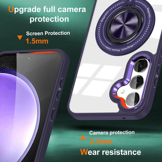 For Samsung Galaxy S24+ 5G Magnetic Rotating Ring Holder Phone Case(Dark Purple)