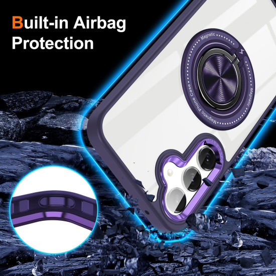 For Samsung Galaxy S24+ 5G Magnetic Rotating Ring Holder Phone Case(Dark Purple)