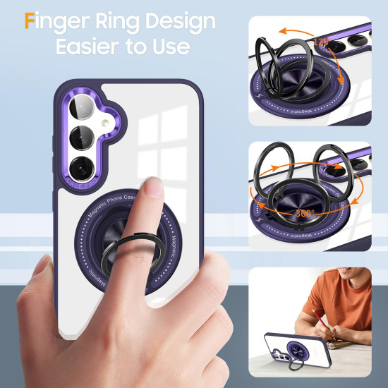 For Samsung Galaxy S24+ 5G Magnetic Rotating Ring Holder Phone Case(Dark Purple)