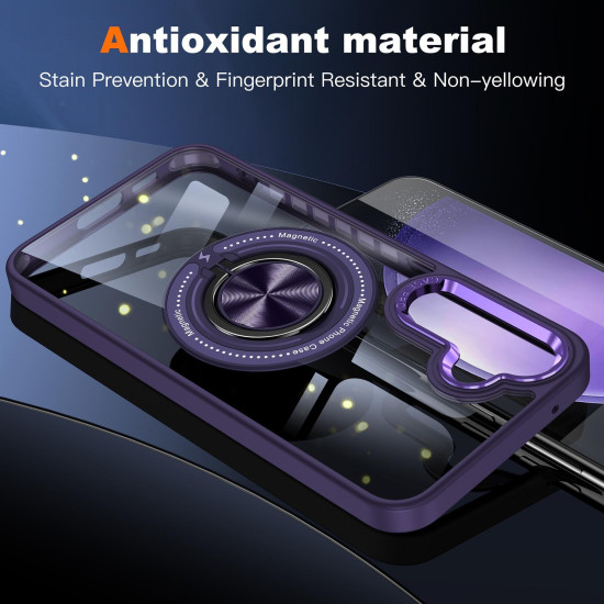 For Samsung Galaxy S24+ 5G Magnetic Rotating Ring Holder Phone Case(Dark Purple)