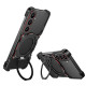 For Samsung Galaxy S24+ 5G Mechanical Arm Borderless MagSafe Holder Metal Phone Case(Black Red)