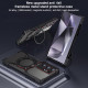 For Samsung Galaxy S24+ 5G Mechanical Arm Borderless MagSafe Holder Metal Phone Case(Black Blue)