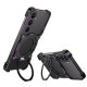 For Samsung Galaxy S24+ 5G Mechanical Arm Borderless MagSafe Holder Metal Phone Case(Black Purple)