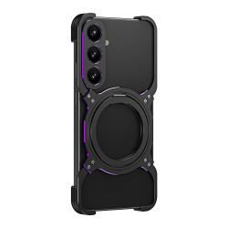 For Samsung Galaxy S24+ 5G Mechanical Arm Borderless MagSafe Holder Metal Phone Case(Black Purple)