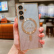 For Samsung Galaxy S24+ 5G Dual-Love Leaves Gradient Glitter MagSafe TPU Phone Case(Gold)