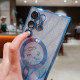 For Samsung Galaxy S24+ 5G Dual-Love Leaves Gradient Glitter MagSafe TPU Phone Case(Purple)