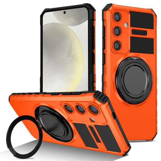 For Samsung Galaxy S24+ 5G Rotating Magnetic Holder Phone Case(Orange)