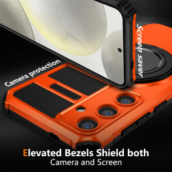For Samsung Galaxy S24+ 5G Rotating Magnetic Holder Phone Case(Orange)