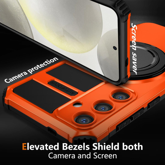 For Samsung Galaxy S24+ 5G Rotating Magnetic Holder Phone Case(Orange)
