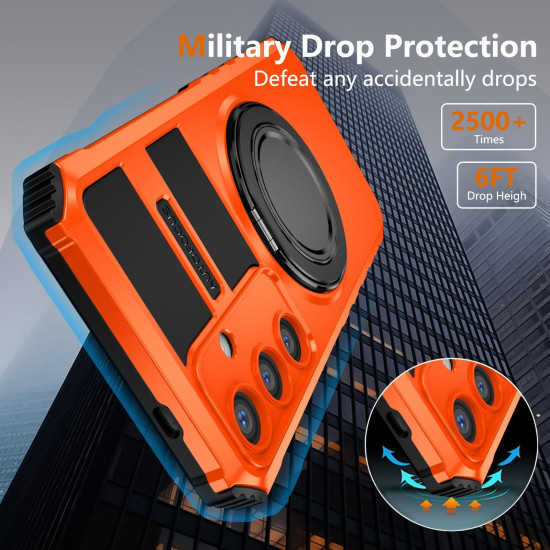 For Samsung Galaxy S24+ 5G Rotating Magnetic Holder Phone Case(Orange)