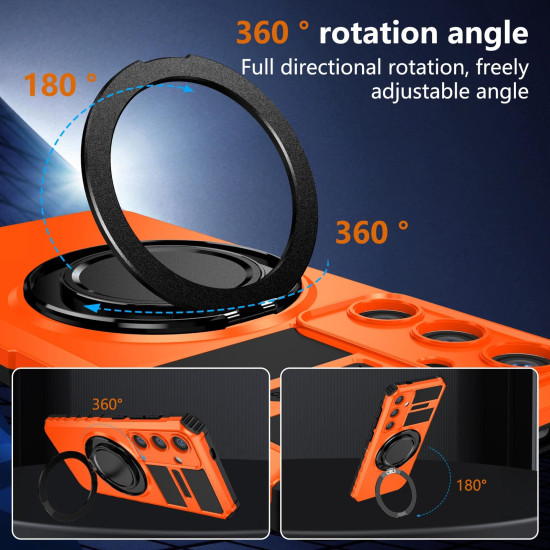 For Samsung Galaxy S24+ 5G Rotating Magnetic Holder Phone Case(Orange)